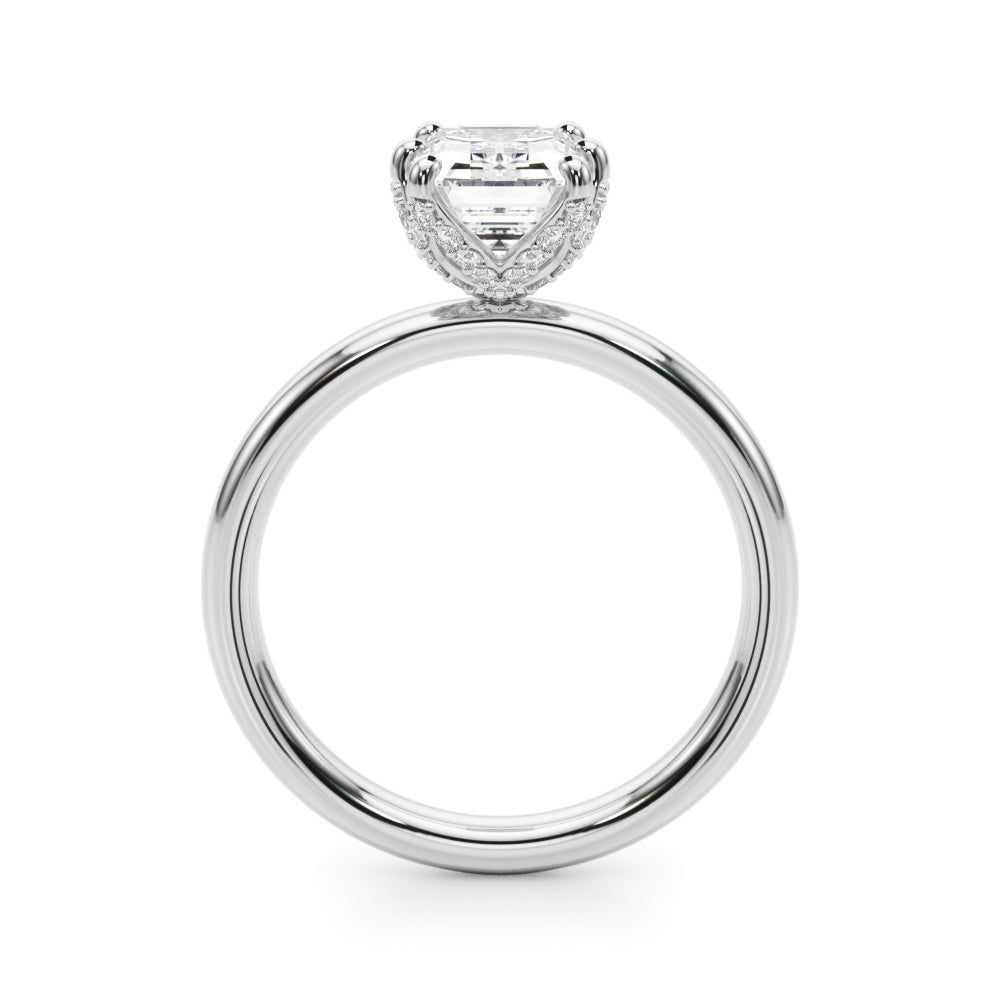 Dazzling Sidestone Emerald Diamond Engagement Ring in 10K/14K gold and platinum with certified lab-grown or natural diamonds