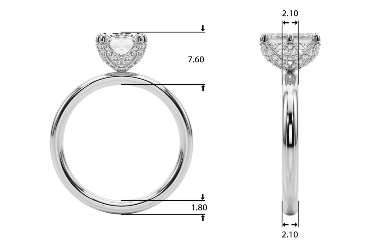 Dazzling Sidestone Emerald Diamond Engagement Ring in 10K/14K gold and platinum with certified lab-grown or natural diamonds