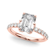 Splendid Sidestone Emerald Diamond Engagement Ring in 10K/14K gold and platinum with certified lab-grown or natural diamonds