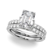 Splendid Sidestone Emerald Diamond Engagement Ring in 10K/14K gold and platinum with certified lab-grown or natural diamonds