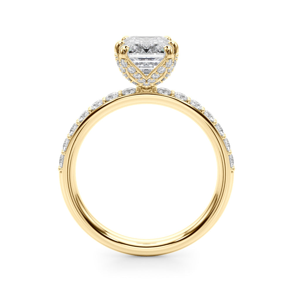 Splendid Sidestone Emerald Diamond Engagement Ring in 10K/14K gold and platinum with certified lab-grown or natural diamonds