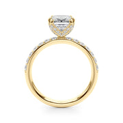 Splendid Sidestone Emerald Diamond Engagement Ring in 10K/14K gold and platinum with certified lab-grown or natural diamonds