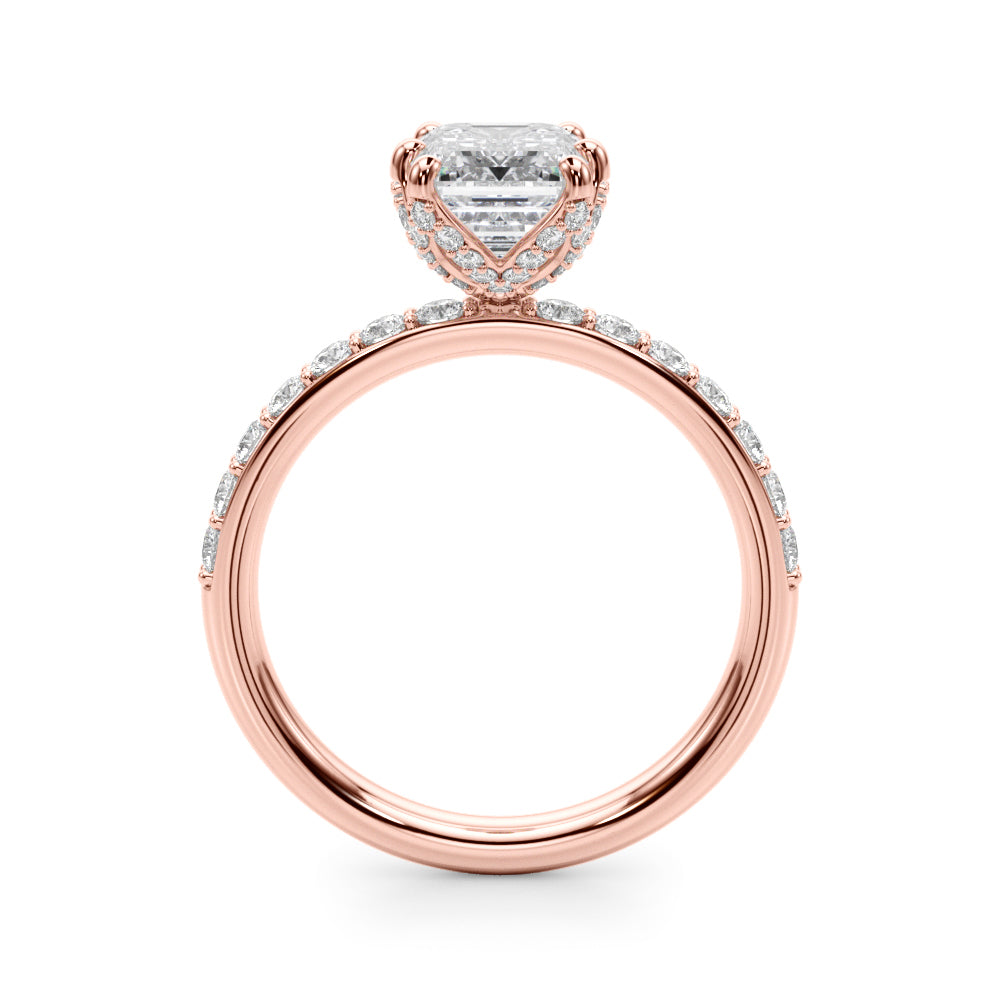 Splendid Sidestone Emerald Diamond Engagement Ring in 10K/14K gold and platinum with certified lab-grown or natural diamonds