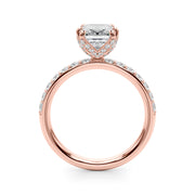Splendid Sidestone Emerald Diamond Engagement Ring in 10K/14K gold and platinum with certified lab-grown or natural diamonds