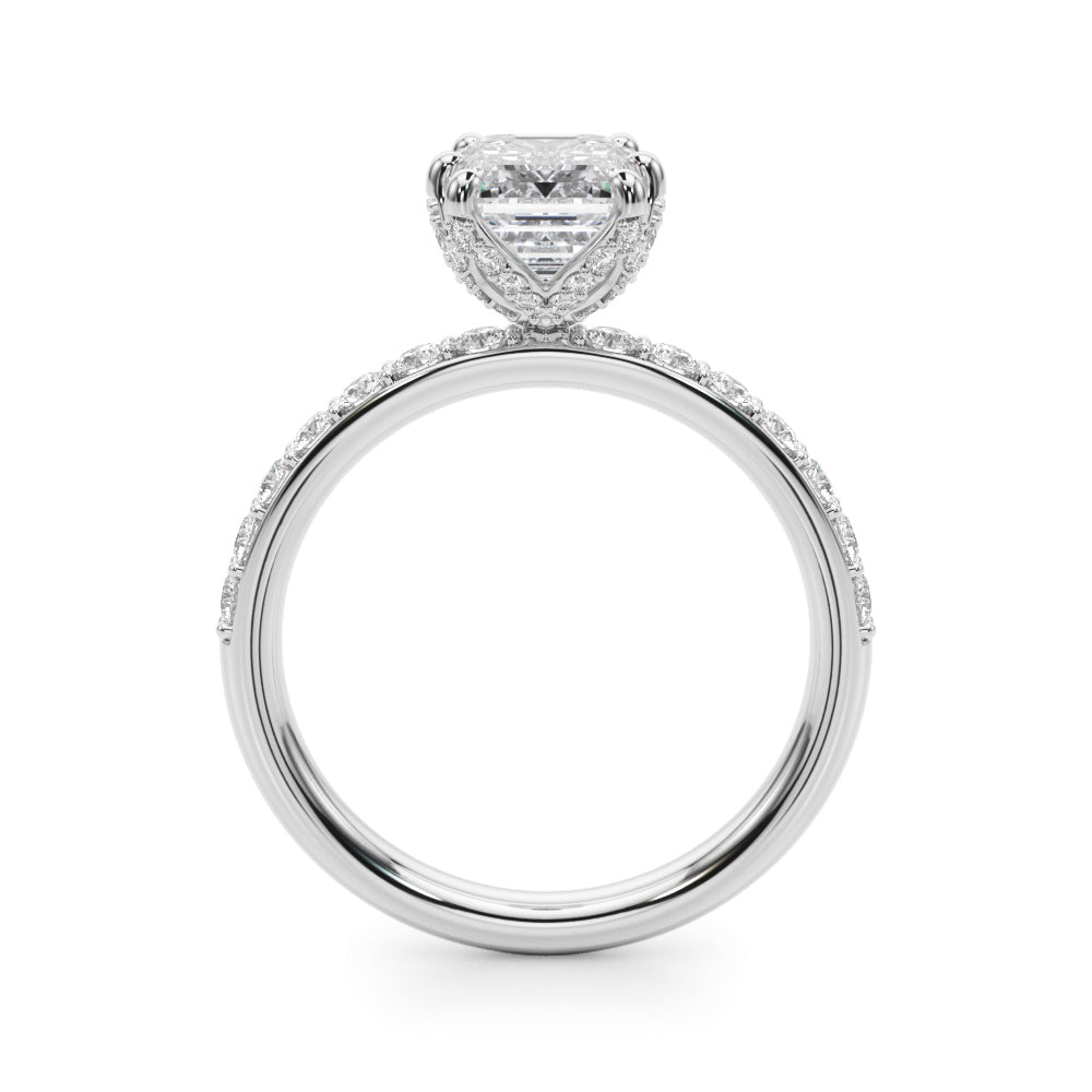 Splendid Sidestone Emerald Diamond Engagement Ring in 10K/14K gold and platinum with certified lab-grown or natural diamonds