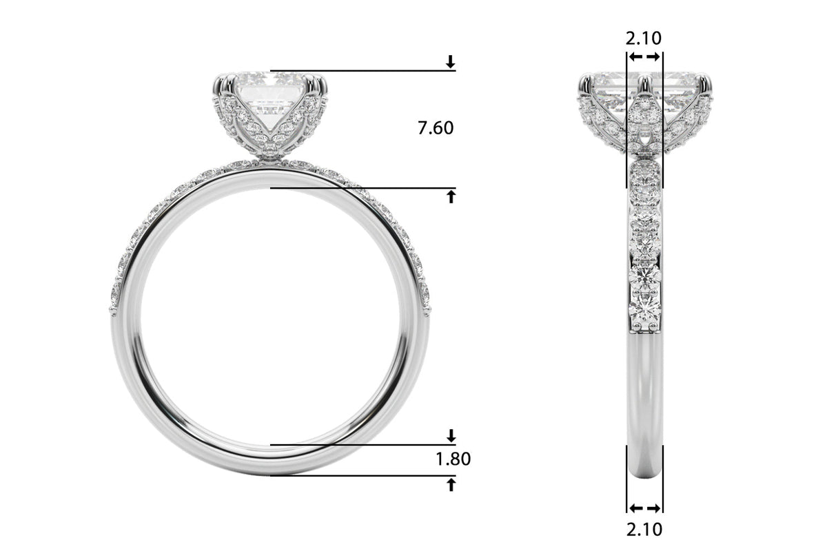 Splendid Sidestone Emerald Diamond Engagement Ring in 10K/14K gold and platinum with certified lab-grown or natural diamonds