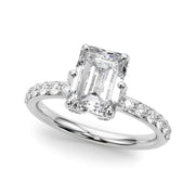 Splendid Sidestone Emerald Diamond Engagement Ring in 10K/14K gold and platinum with certified lab-grown or natural diamonds