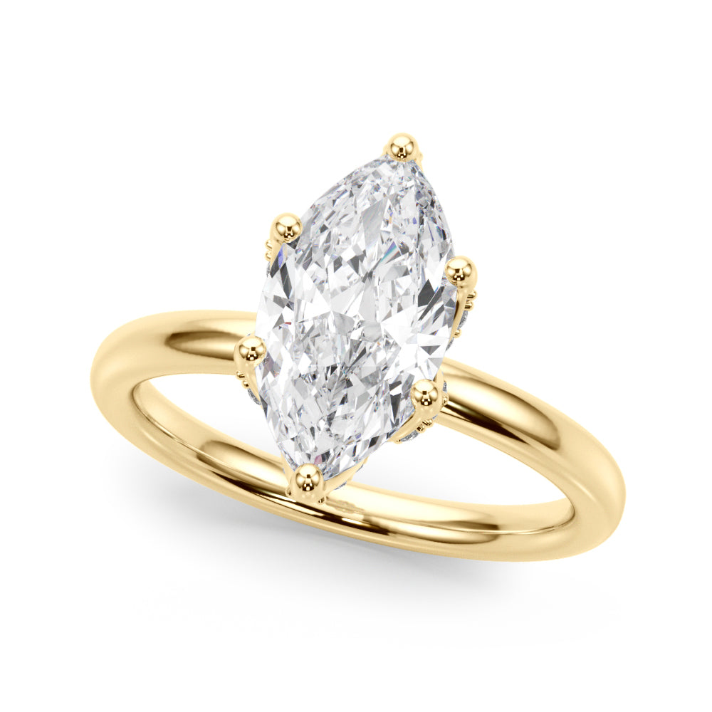 Enchanted Sidestone Marquise Diamond Engagement Ring in 10K/14K gold and platinum with certified lab-grown or natural diamonds