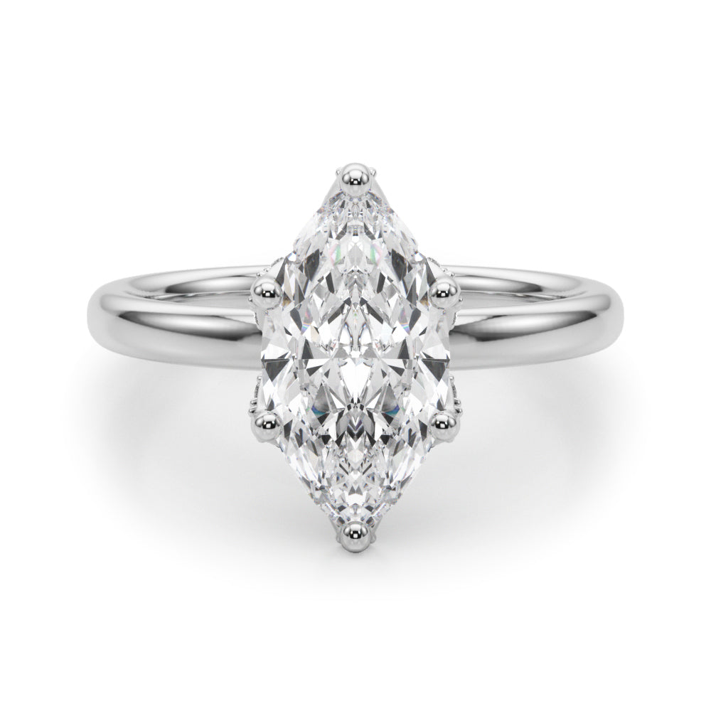 Enchanted Sidestone Marquise Diamond Engagement Ring in 10K/14K gold and platinum with certified lab-grown or natural diamonds