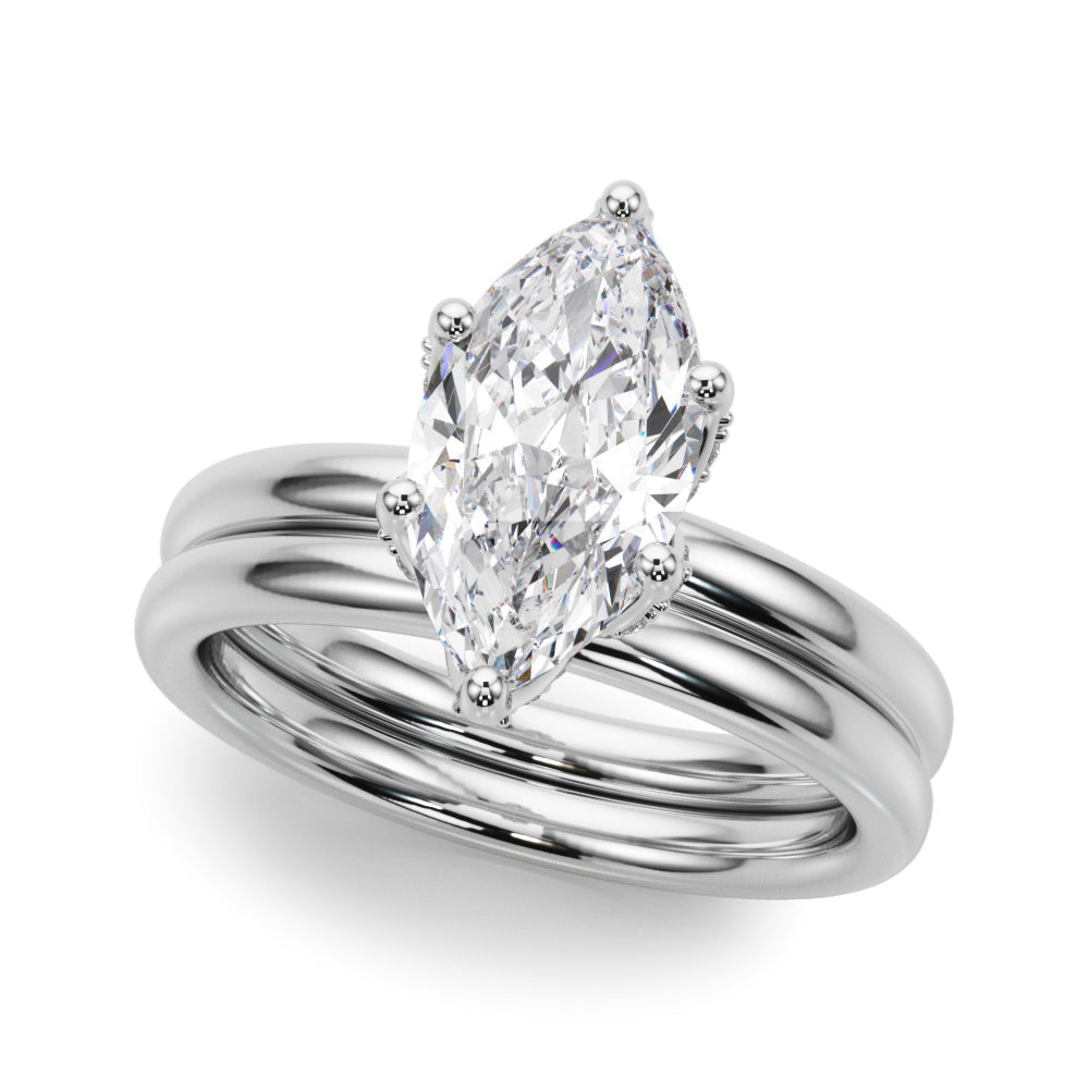Enchanted Sidestone Marquise Diamond Engagement Ring in 10K/14K gold and platinum with certified lab-grown or natural diamonds