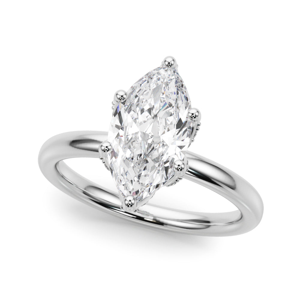 Enchanted Sidestone Marquise Diamond Engagement Ring in 10K/14K gold and platinum with certified lab-grown or natural diamonds