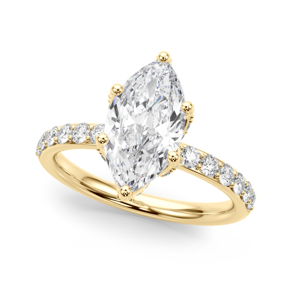 Pristine Sidestone Marquise Diamond Engagement Ring in 10K/14K gold and platinum with certified lab-grown or natural diamonds