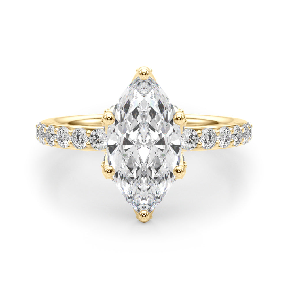 Pristine Sidestone Marquise Diamond Engagement Ring in 10K/14K gold and platinum with certified lab-grown or natural diamonds