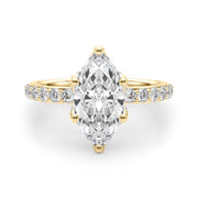Pristine Sidestone Marquise Diamond Engagement Ring in 10K/14K gold and platinum with certified lab-grown or natural diamonds
