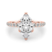 Pristine Sidestone Marquise Diamond Engagement Ring in 10K/14K gold and platinum with certified lab-grown or natural diamonds