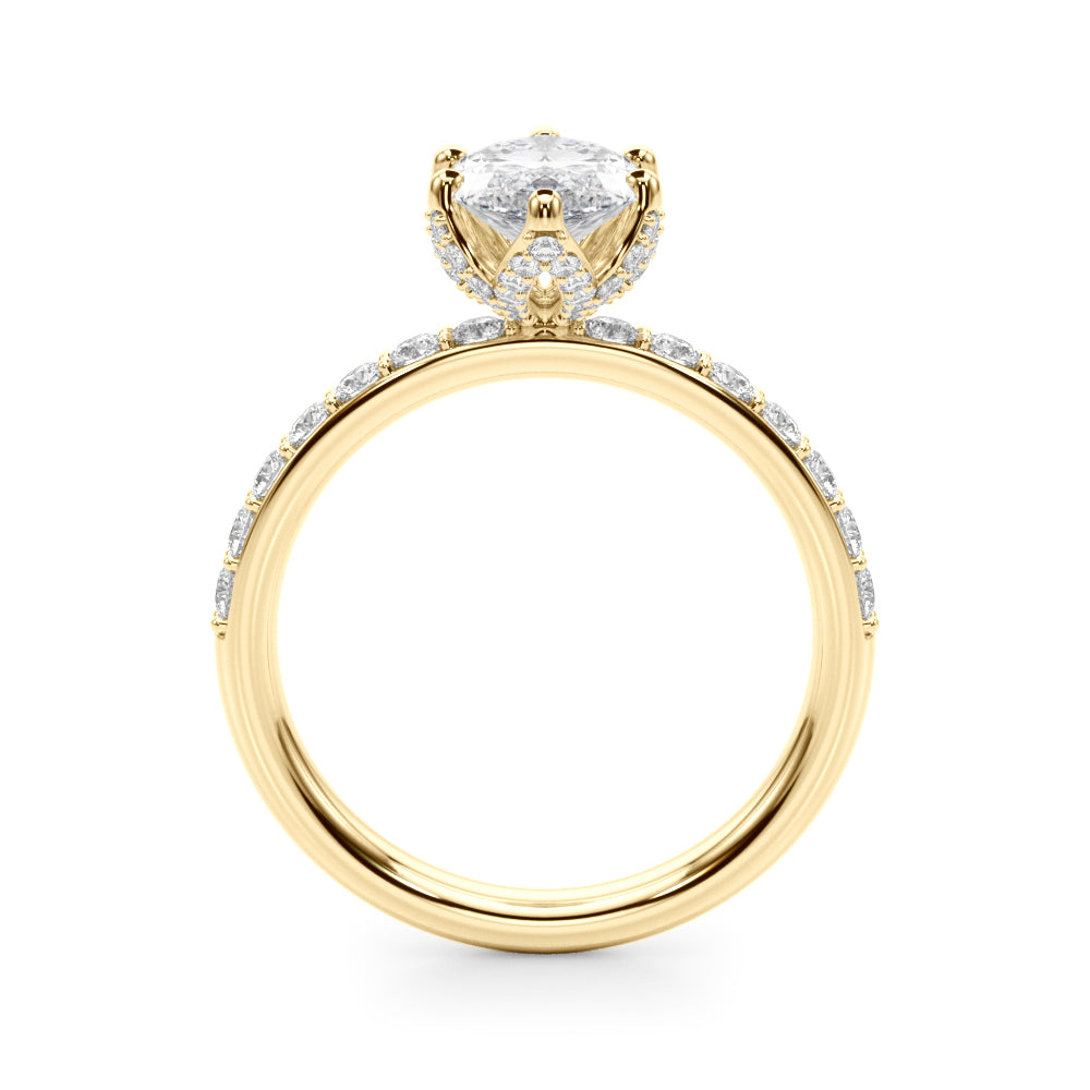 Pristine Sidestone Marquise Diamond Engagement Ring in 10K/14K gold and platinum with certified lab-grown or natural diamonds