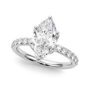 Pristine Sidestone Marquise Diamond Engagement Ring in 10K/14K gold and platinum with certified lab-grown or natural diamonds