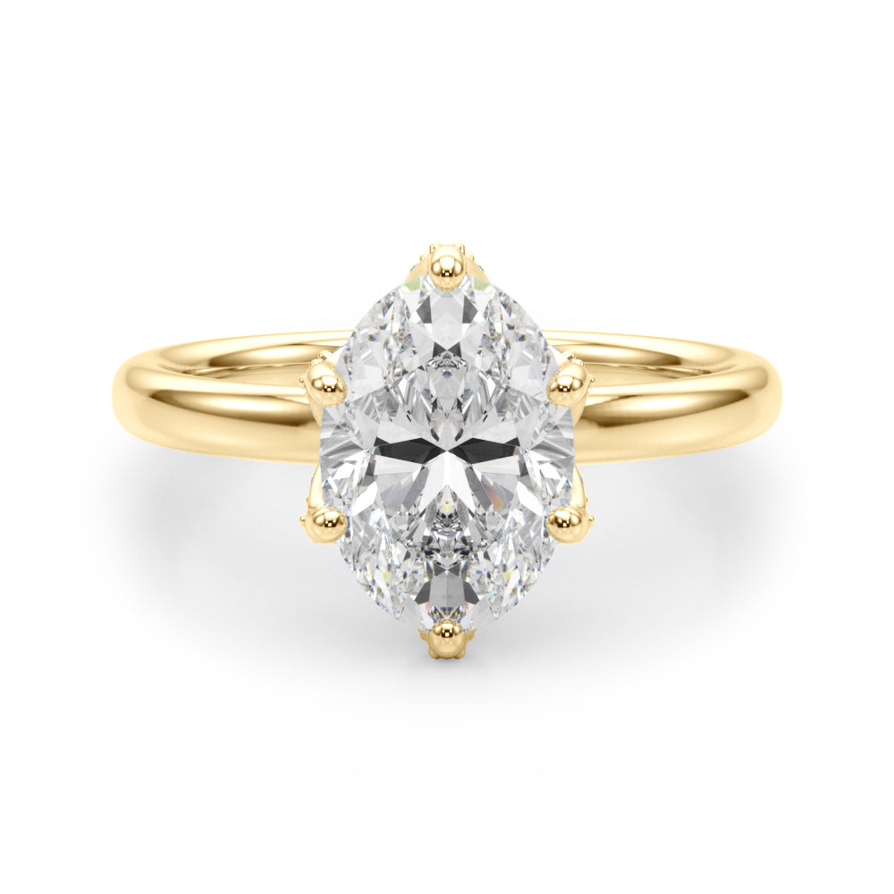 Devoted Sidestone Oval Diamond Engagement Ring in 10K/14K gold and platinum with certified lab-grown or natural diamonds