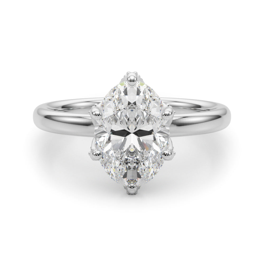 Devoted Sidestone Oval Diamond Engagement Ring in 10K/14K gold and platinum with certified lab-grown or natural diamonds