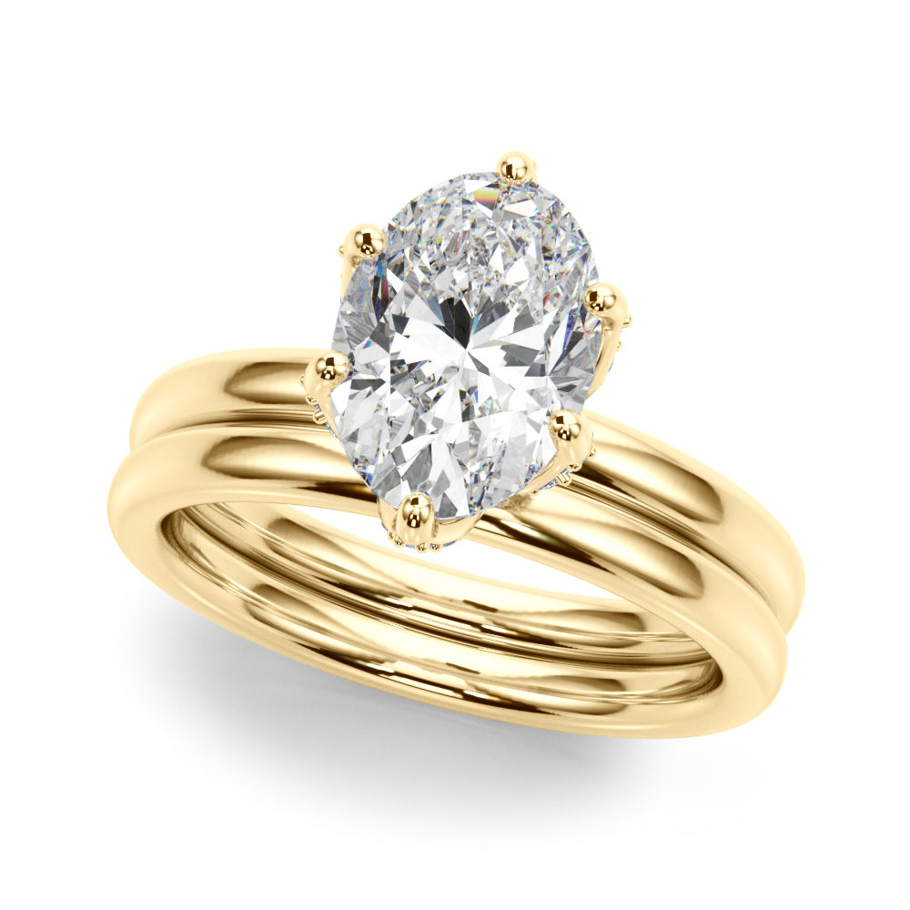 Devoted Sidestone Oval Diamond Engagement Ring in 10K/14K gold and platinum with certified lab-grown or natural diamonds