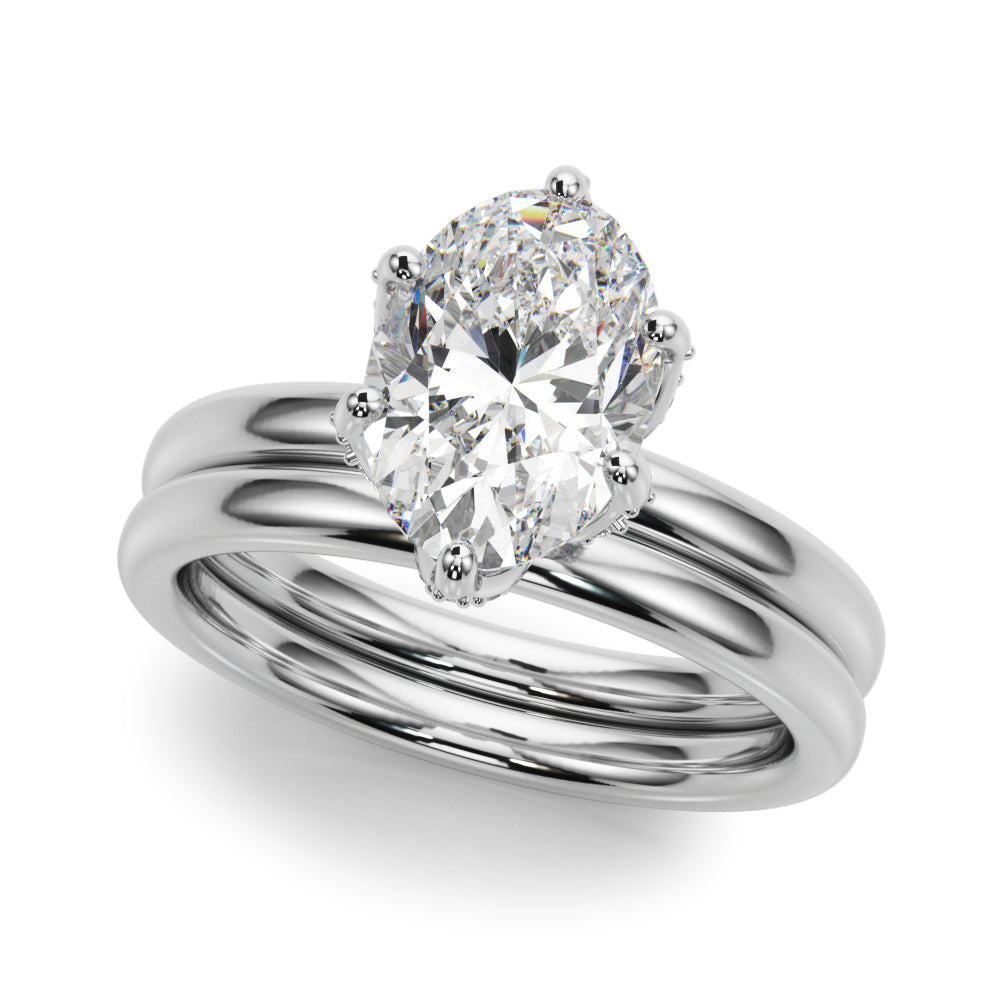 Devoted Sidestone Oval Diamond Engagement Ring in 10K/14K gold and platinum with certified lab-grown or natural diamonds