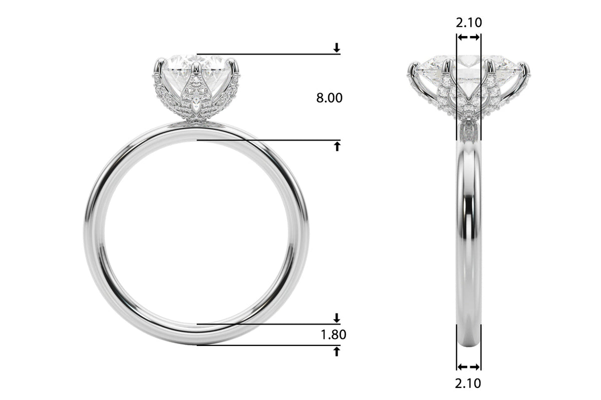 Devoted Sidestone Oval Diamond Engagement Ring in 10K/14K gold and platinum with certified lab-grown or natural diamonds