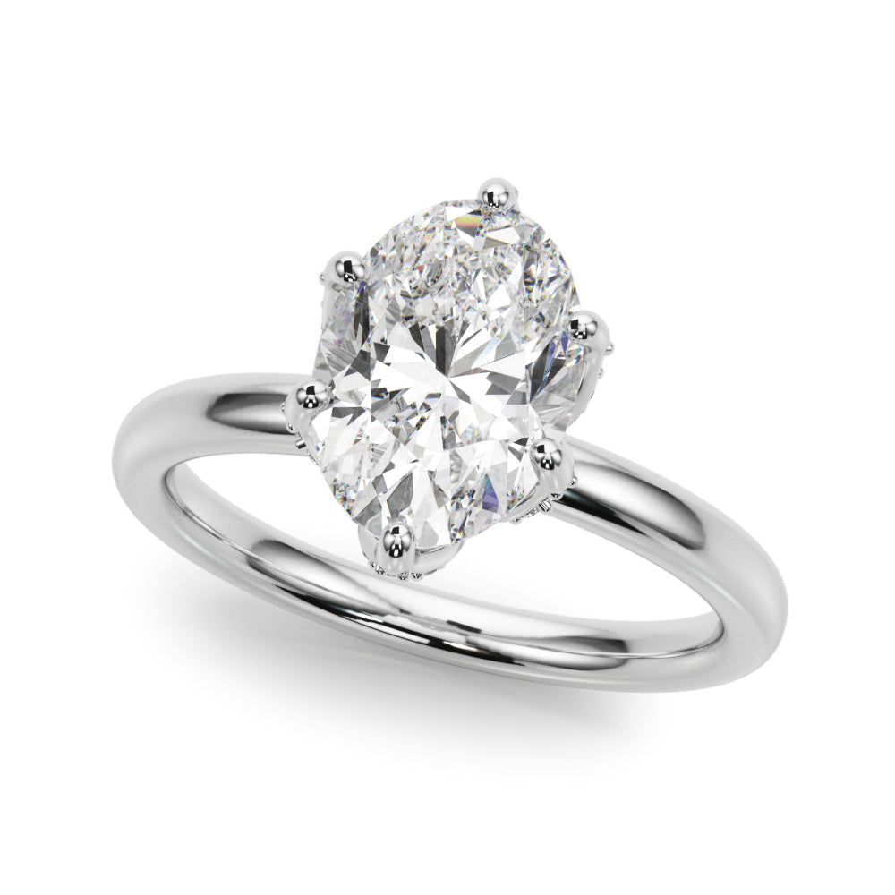 Devoted Sidestone Oval Diamond Engagement Ring in 10K/14K gold and platinum with certified lab-grown or natural diamonds