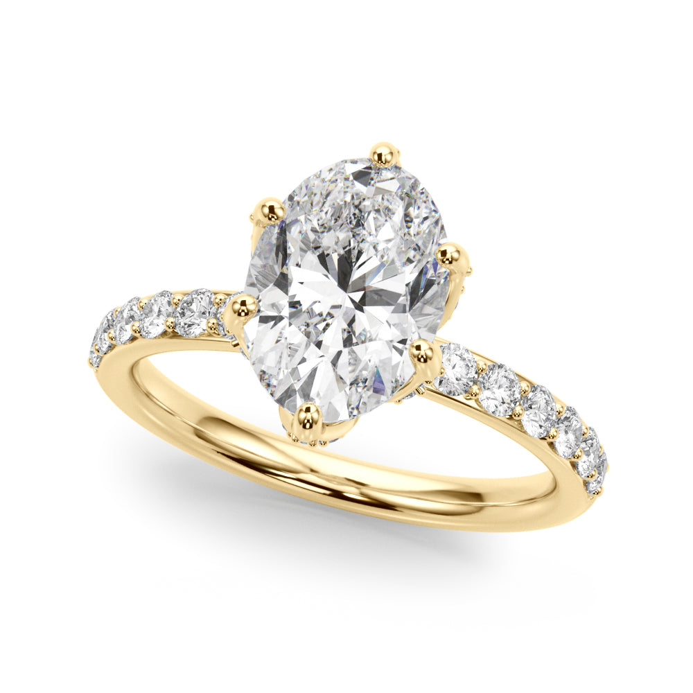 Adored Sidestone Oval Diamond Engagement Ring in 10K/14K gold and platinum with certified lab-grown or natural diamonds