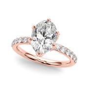 Adored Sidestone Oval Diamond Engagement Ring in 10K/14K gold and platinum with certified lab-grown or natural diamonds