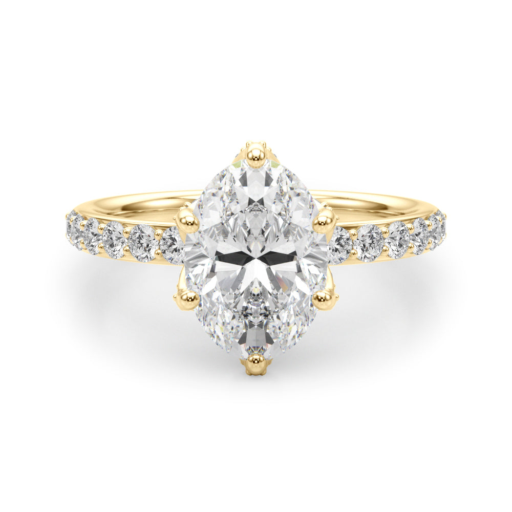 Adored Sidestone Oval Diamond Engagement Ring in 10K/14K gold and platinum with certified lab-grown or natural diamonds