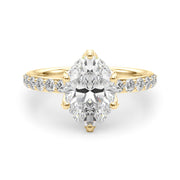 Adored Sidestone Oval Diamond Engagement Ring in 10K/14K gold and platinum with certified lab-grown or natural diamonds