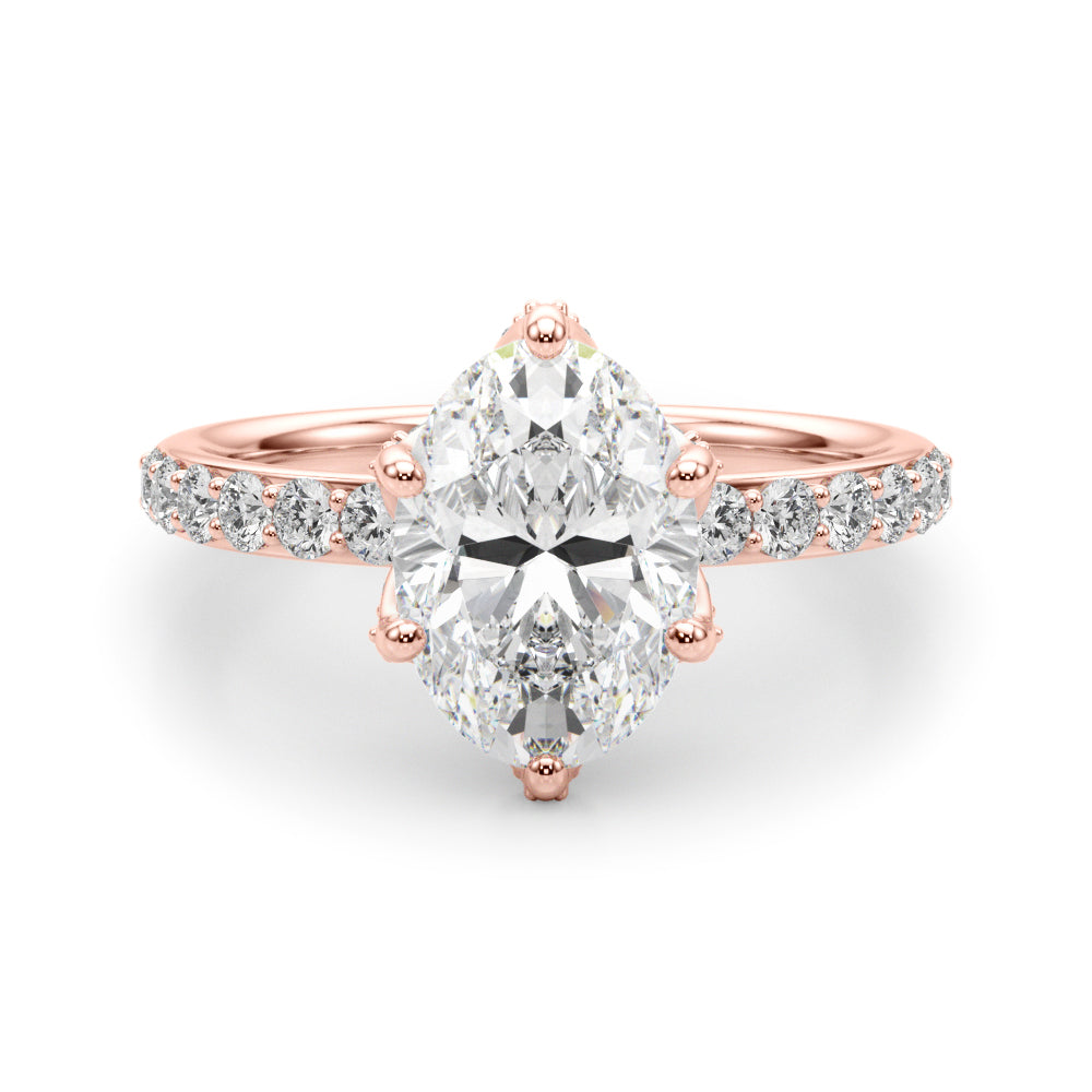 Adored Sidestone Oval Diamond Engagement Ring in 10K/14K gold and platinum with certified lab-grown or natural diamonds