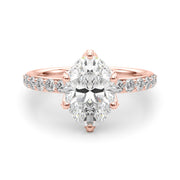 Adored Sidestone Oval Diamond Engagement Ring in 10K/14K gold and platinum with certified lab-grown or natural diamonds