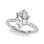 Adored Sidestone Oval Diamond Engagement Ring in 10K/14K gold and platinum with certified lab-grown or natural diamonds