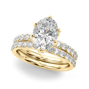 Adored Sidestone Oval Diamond Engagement Ring in 10K/14K gold and platinum with certified lab-grown or natural diamonds