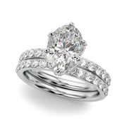 Adored Sidestone Oval Diamond Engagement Ring in 10K/14K gold and platinum with certified lab-grown or natural diamonds