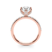 Adored Sidestone Oval Diamond Engagement Ring in 10K/14K gold and platinum with certified lab-grown or natural diamonds