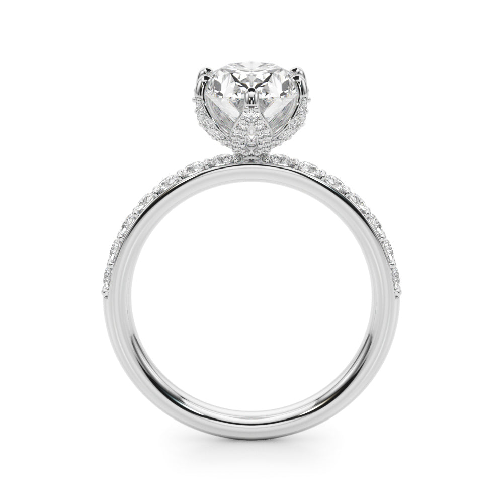 Adored Sidestone Oval Diamond Engagement Ring in 10K/14K gold and platinum with certified lab-grown or natural diamonds