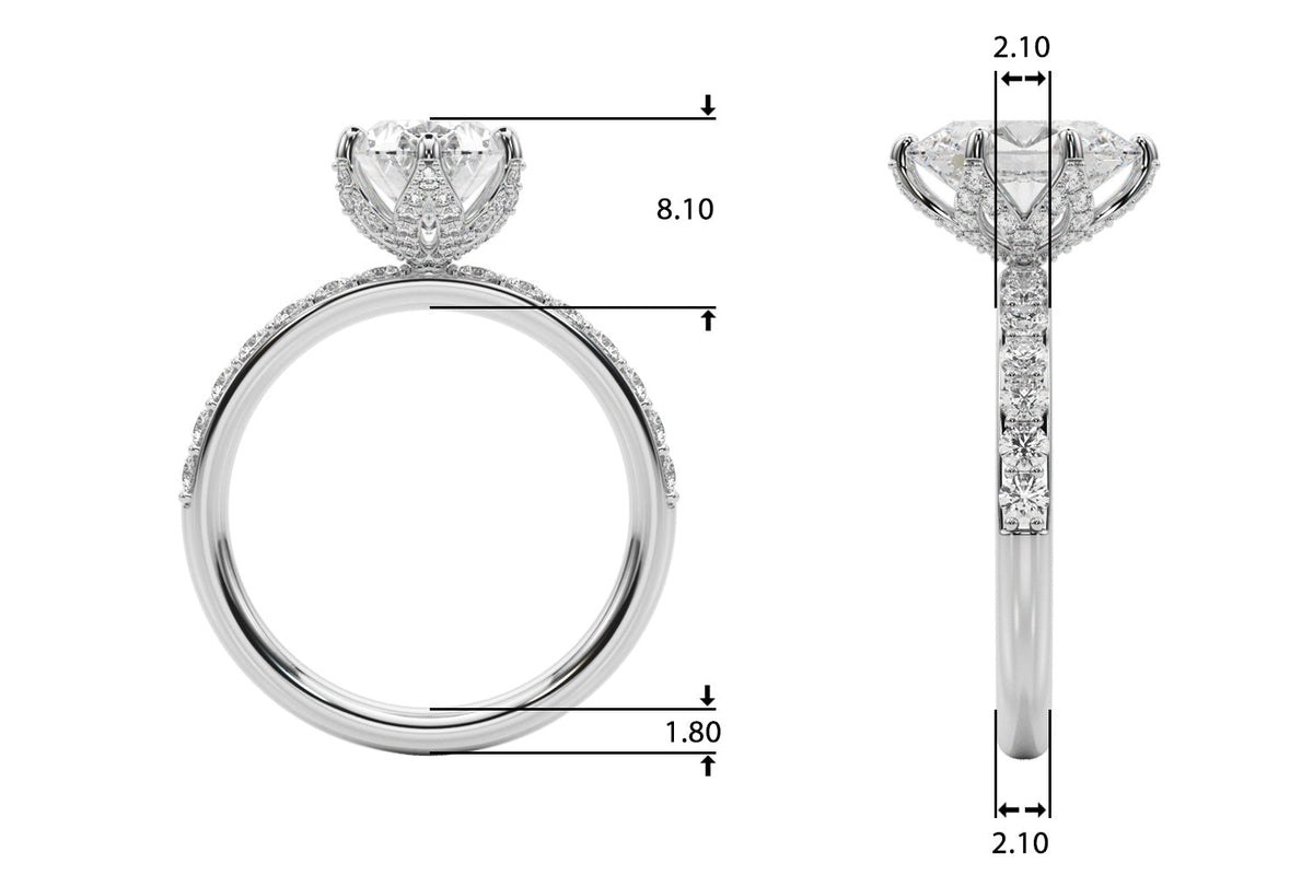 Adored Sidestone Oval Diamond Engagement Ring in 10K/14K gold and platinum with certified lab-grown or natural diamonds