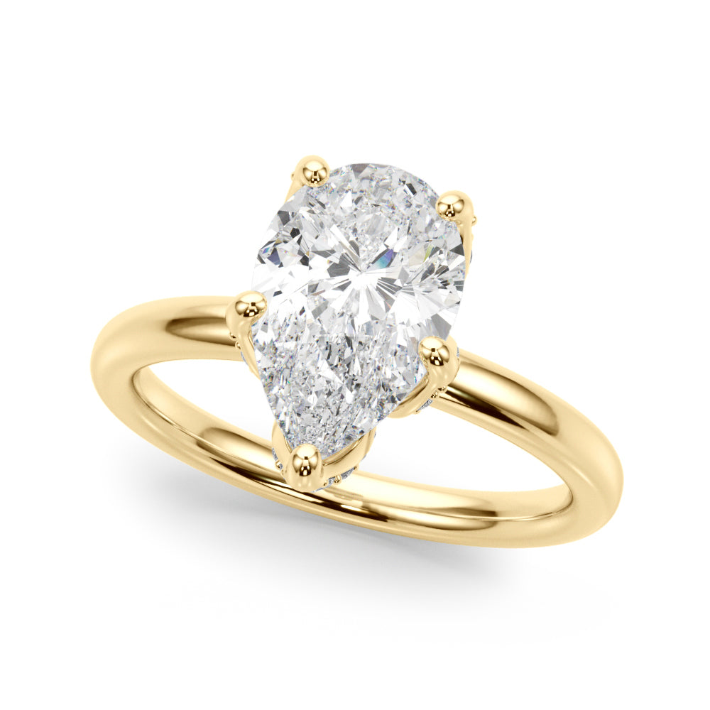 Resplendent Sidestone Pear Diamond Engagement Ring in 10K/14K gold and platinum with certified lab-grown or natural diamonds
