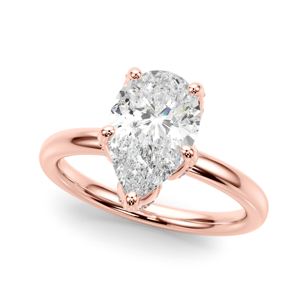 Resplendent Sidestone Pear Diamond Engagement Ring in 10K/14K gold and platinum with certified lab-grown or natural diamonds