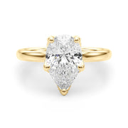 Resplendent Sidestone Pear Diamond Engagement Ring in 10K/14K gold and platinum with certified lab-grown or natural diamonds
