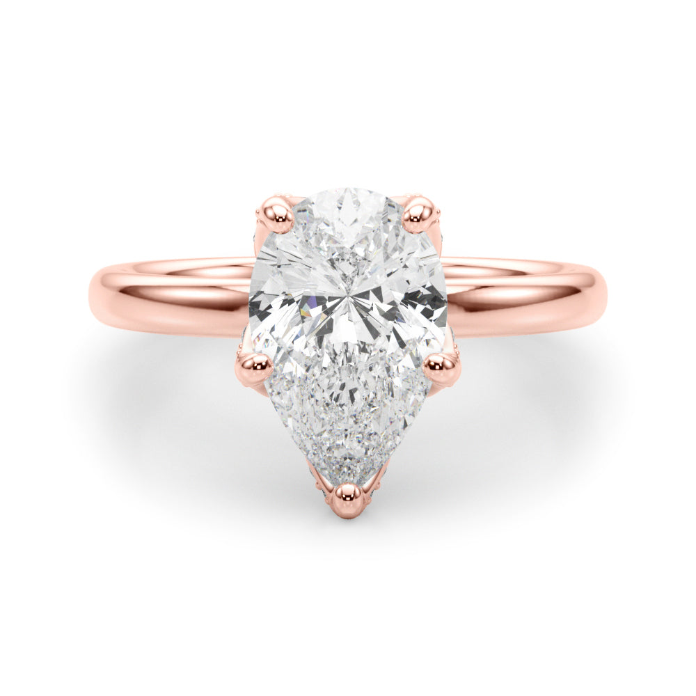 Resplendent Sidestone Pear Diamond Engagement Ring in 10K/14K gold and platinum with certified lab-grown or natural diamonds