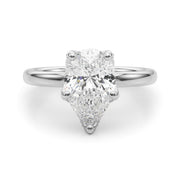 Resplendent Sidestone Pear Diamond Engagement Ring in 10K/14K gold and platinum with certified lab-grown or natural diamonds