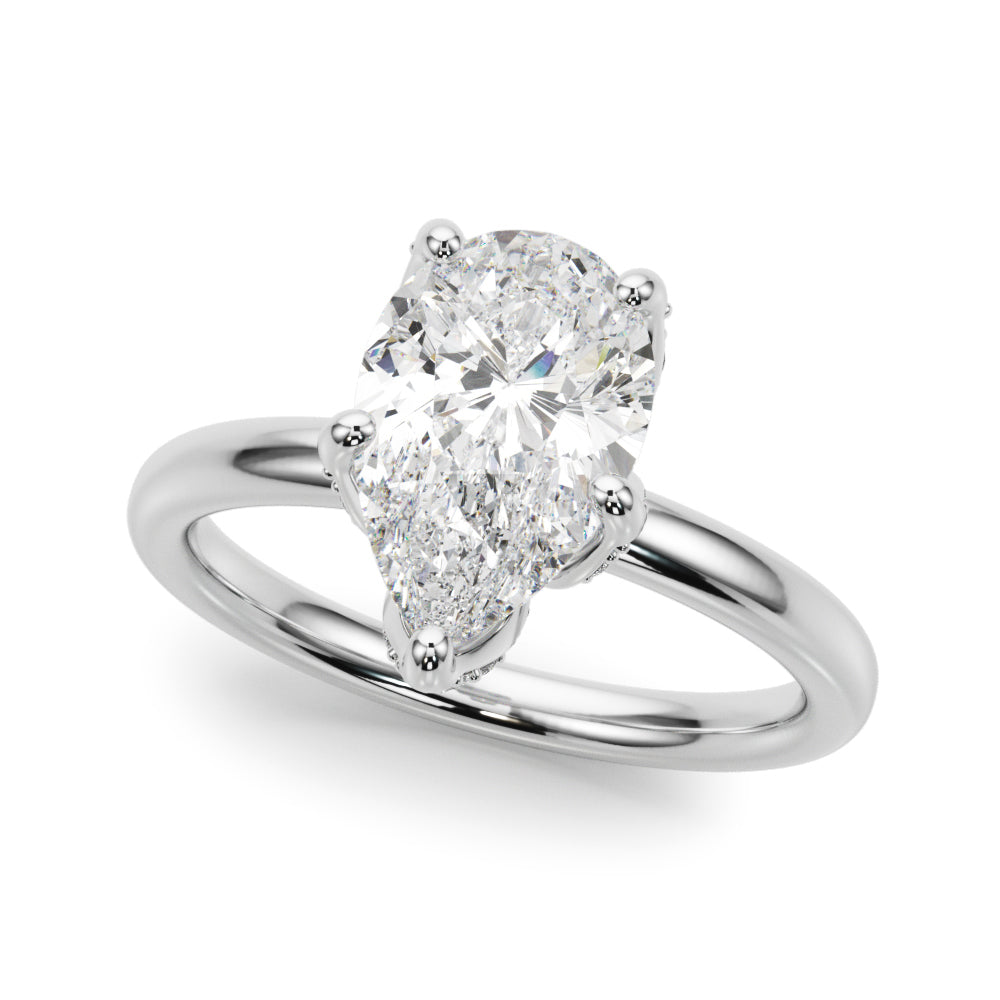 Resplendent Sidestone Pear Diamond Engagement Ring in 10K/14K gold and platinum with certified lab-grown or natural diamonds