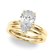 Resplendent Sidestone Pear Diamond Engagement Ring in 10K/14K gold and platinum with certified lab-grown or natural diamonds