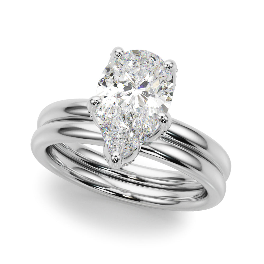 Resplendent Sidestone Pear Diamond Engagement Ring in 10K/14K gold and platinum with certified lab-grown or natural diamonds