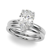 Resplendent Sidestone Pear Diamond Engagement Ring in 10K/14K gold and platinum with certified lab-grown or natural diamonds