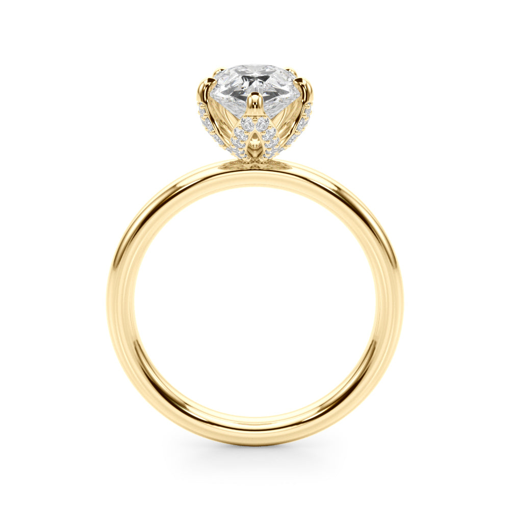 Resplendent Sidestone Pear Diamond Engagement Ring in 10K/14K gold and platinum with certified lab-grown or natural diamonds