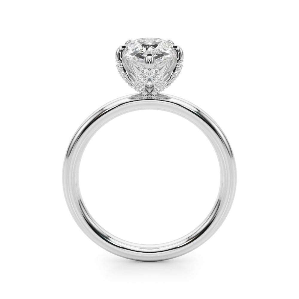 Resplendent Sidestone Pear Diamond Engagement Ring in 10K/14K gold and platinum with certified lab-grown or natural diamonds